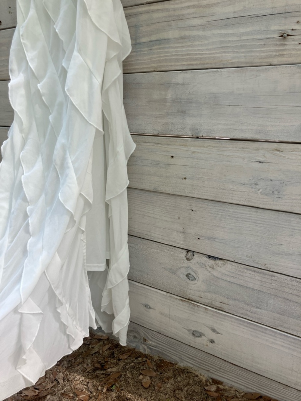 ALTAR’D STATE White Ruffle Maxi Gown w/Slit Formal Prom - Picture 7 of 7